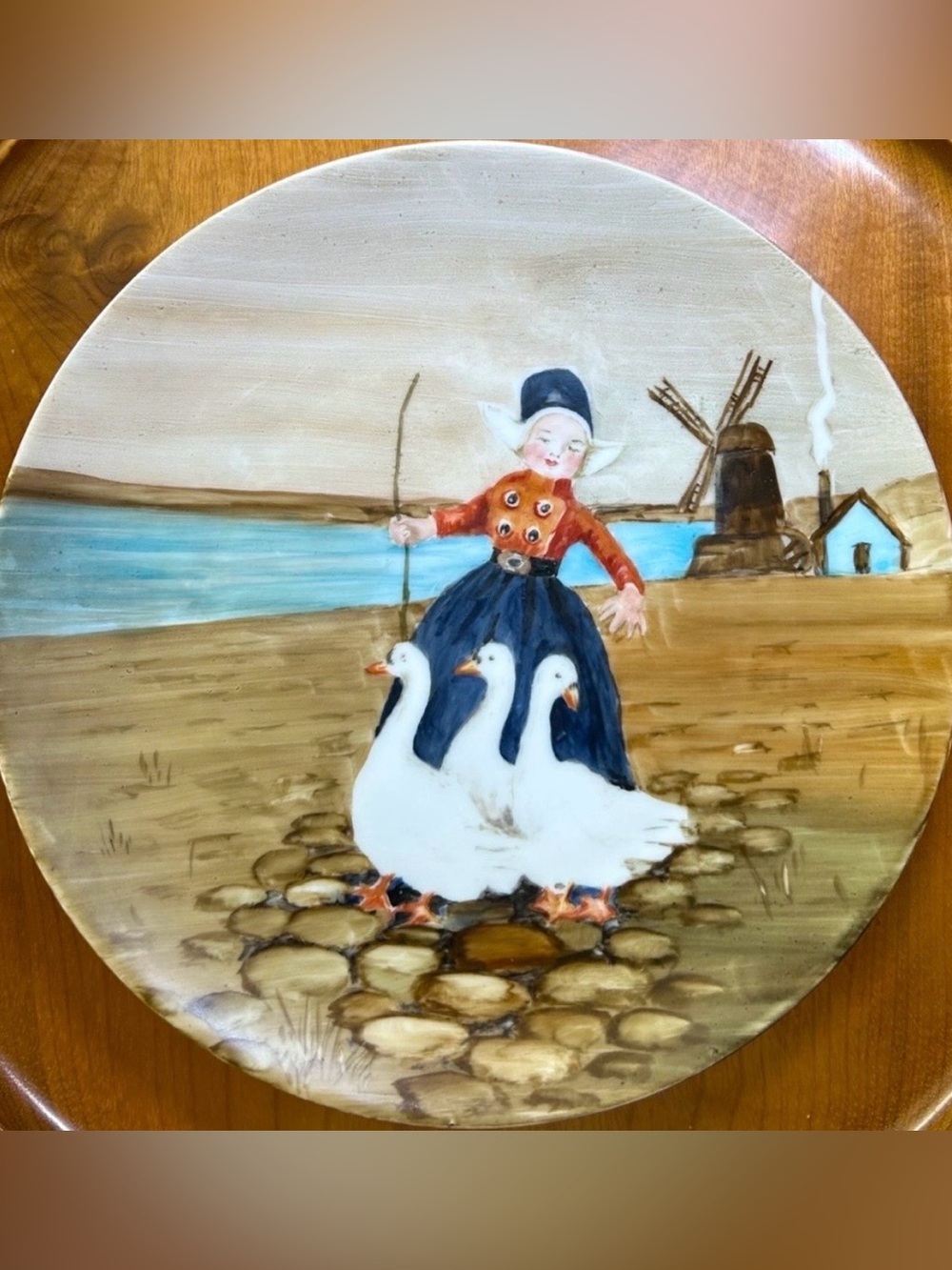 SET OF 2 MCM *RARE VTG Weimar/Bavaria Dutch Boy & Dutch Girl/Geese Plates 9”